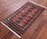 Rust Bokhara Handmade Wool Rug - 2' 0" X 3' 7"
