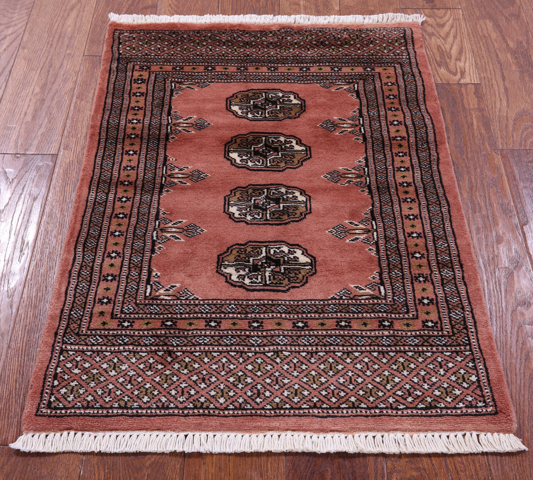 Rust Bokhara Handmade Wool Rug - 2' 0" X 2' 9"