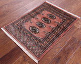 Rust Bokhara Handmade Wool Rug - 2' 0" X 2' 9"