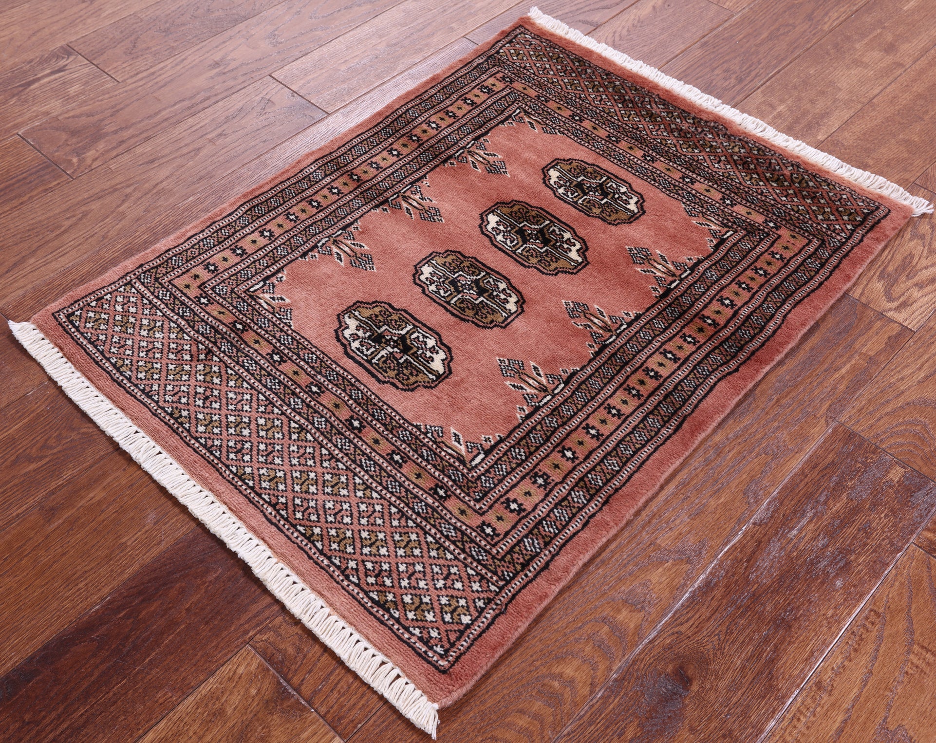 Rust Bokhara Handmade Wool Rug - 2' 0" X 2' 9"