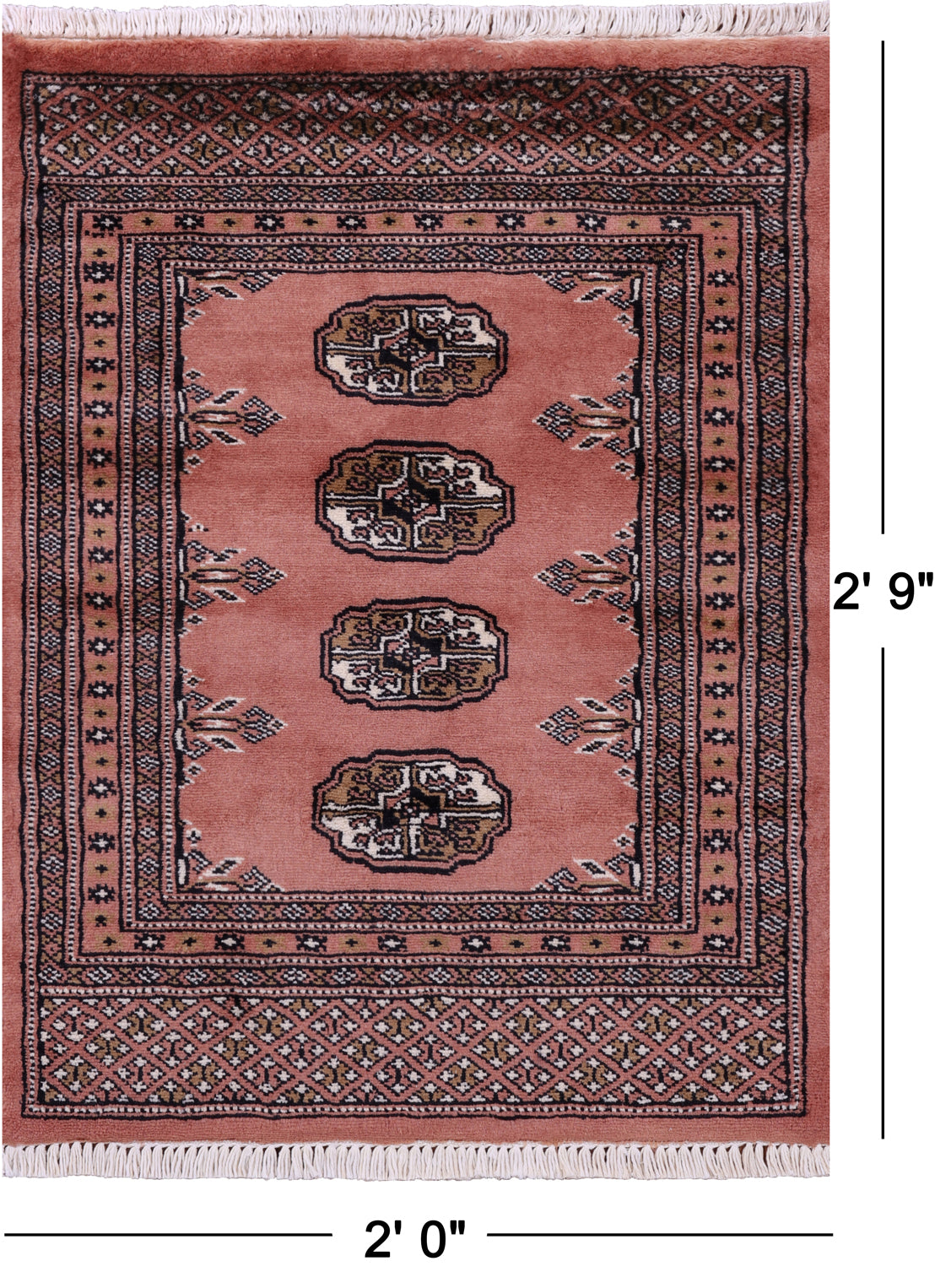 Rust Bokhara Handmade Wool Rug - 2' 0" X 2' 9"