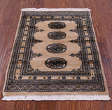 Ivory Bokhara Hand-Knotted Wool Rug - 2' 1" X 2' 9"