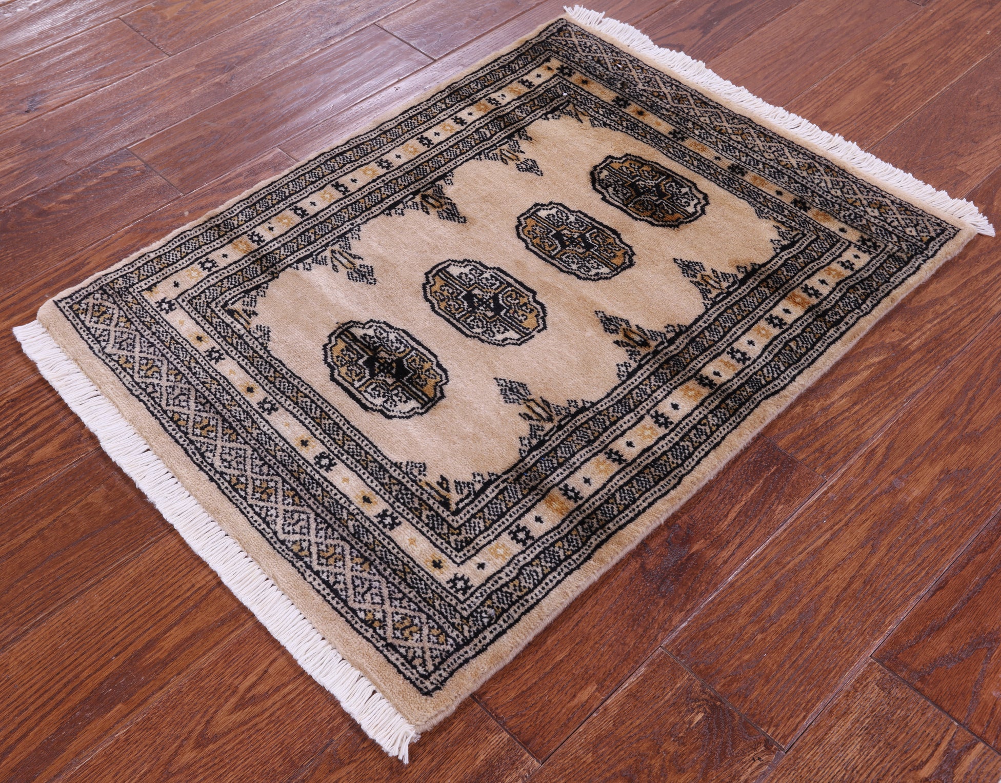 Ivory Bokhara Hand-Knotted Wool Rug - 2' 1" X 2' 9"