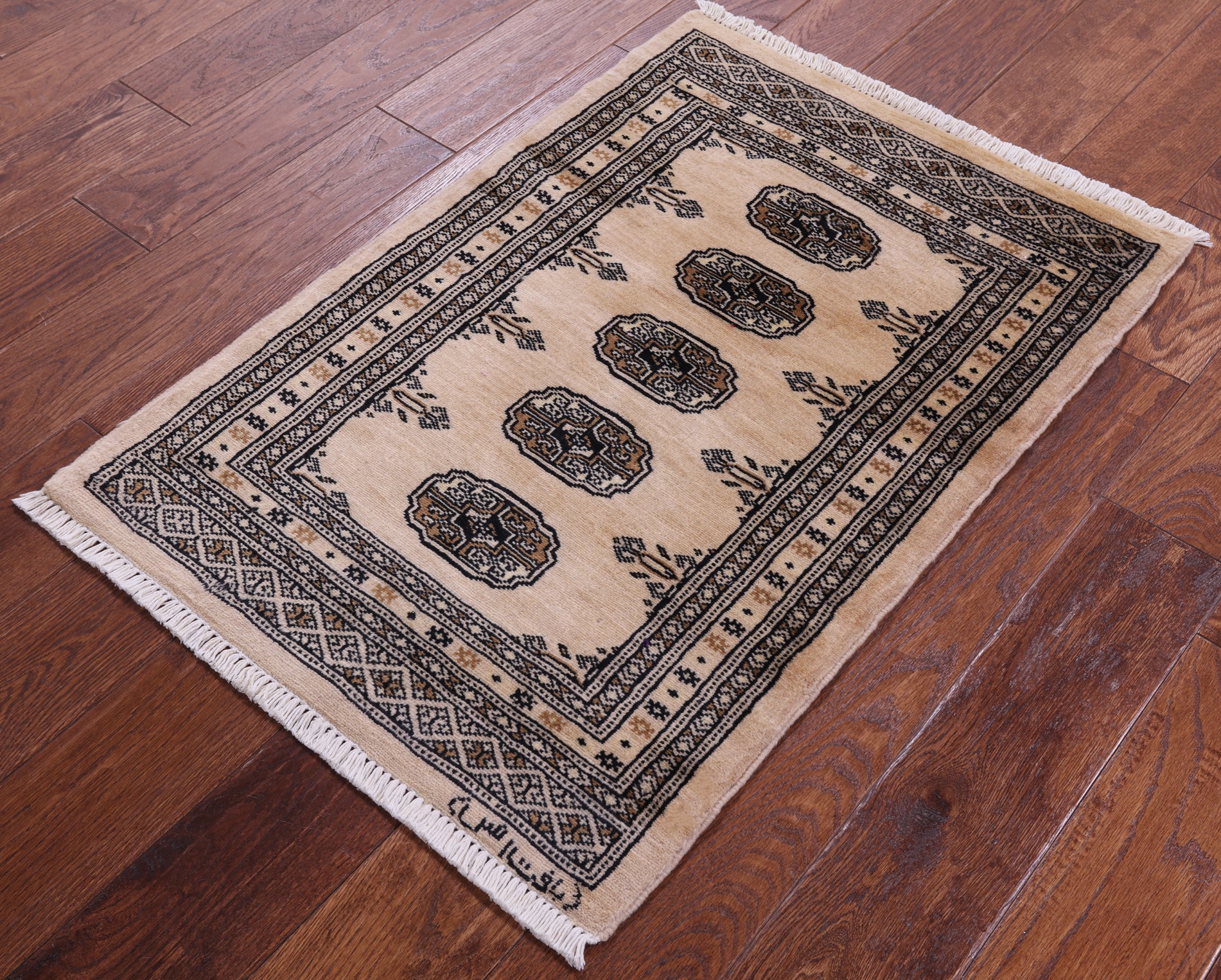 Ivory Signed Bokhara Hand-Knotted Wool Rug - 2' 1" X 3' 1"