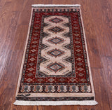 Ivory Signed Bokhara Hand-Knotted Wool Rug - 2' 0" X 4' 3"