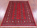 Red Bokhara Handmade Wool Rug - 4' 2" X 6' 0"