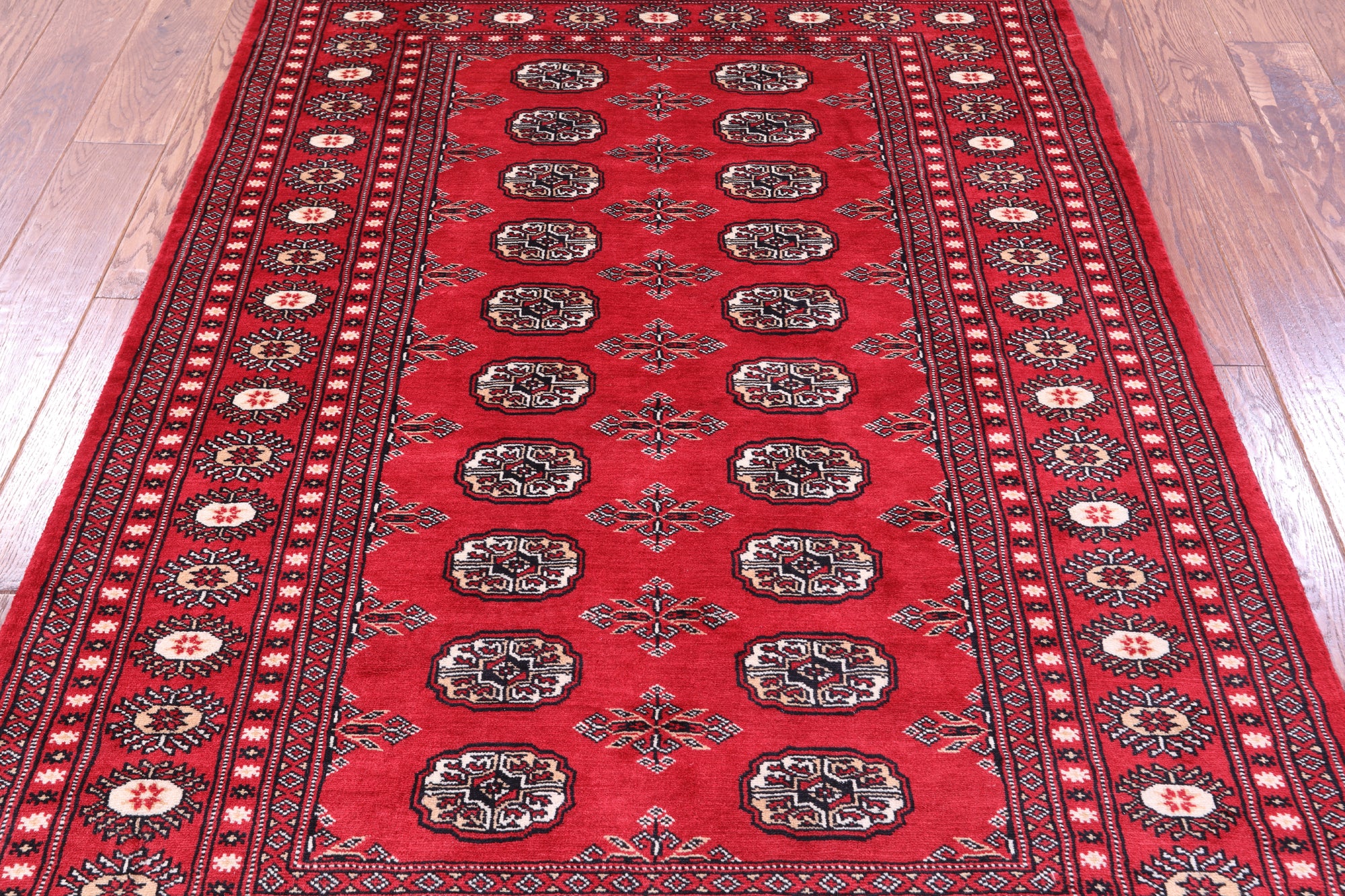 Red Bokhara Handmade Wool Rug - 4' 2" X 6' 0"