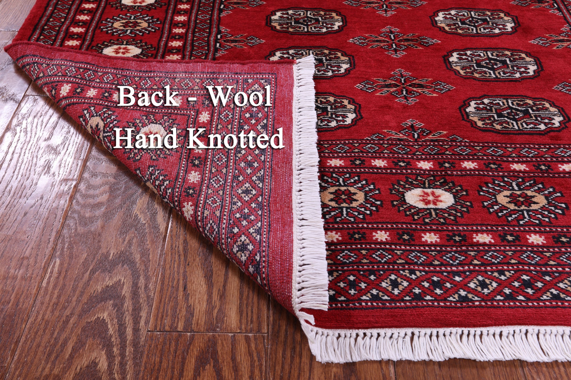 Red Bokhara Handmade Wool Rug - 4' 2" X 6' 0"