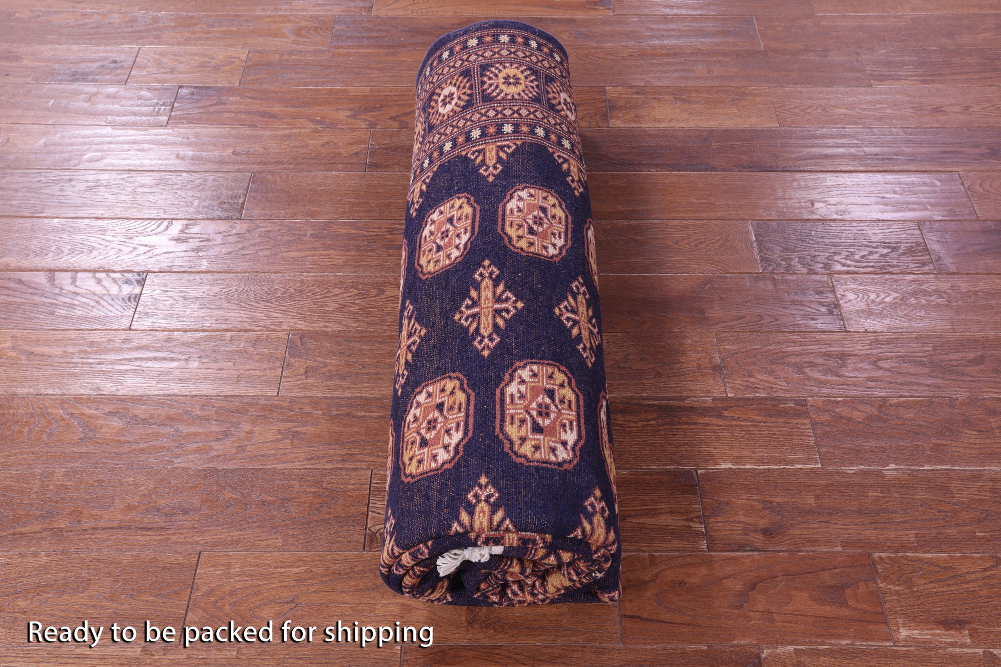 Navy Blue Bokhara Handmade Wool Rug - 6' 6" X 10' 0"