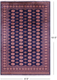 Navy Blue Bokhara Handmade Wool Rug - 6' 6" X 10' 0"