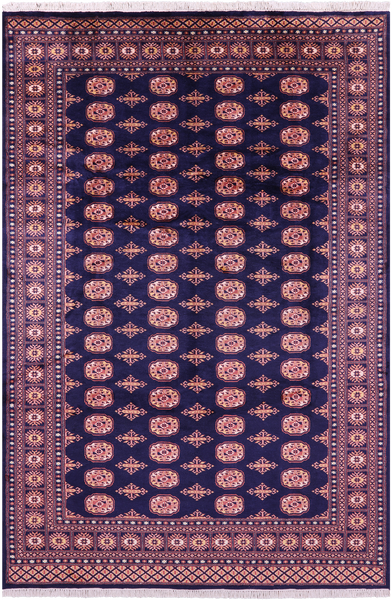 Navy Blue Bokhara Handmade Wool Rug - 6' 6" X 10' 0"