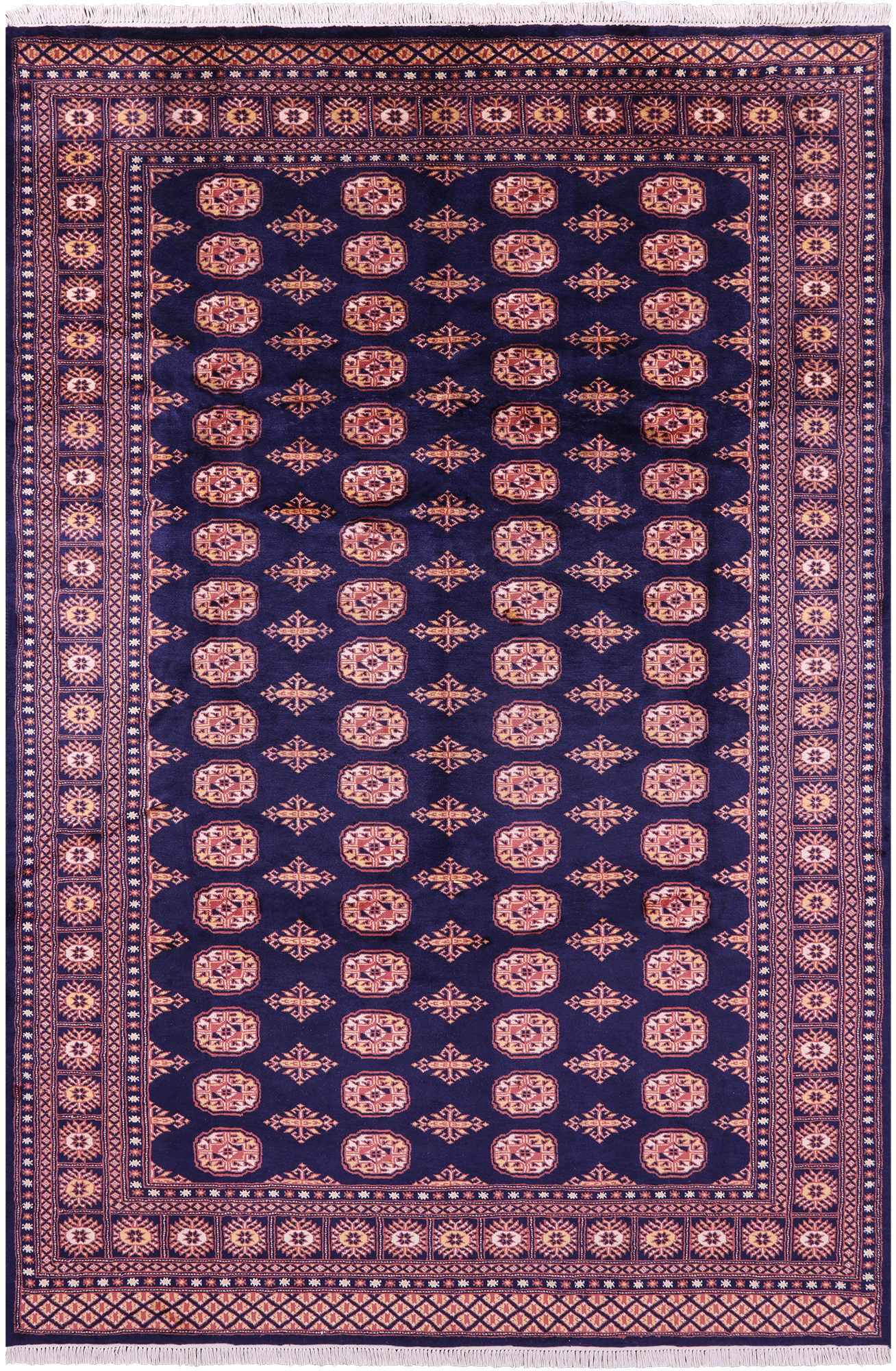 Navy Blue Bokhara Handmade Wool Rug - 6' 6" X 10' 0"