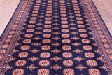 Navy Blue Bokhara Handmade Wool Rug - 6' 6" X 10' 0"