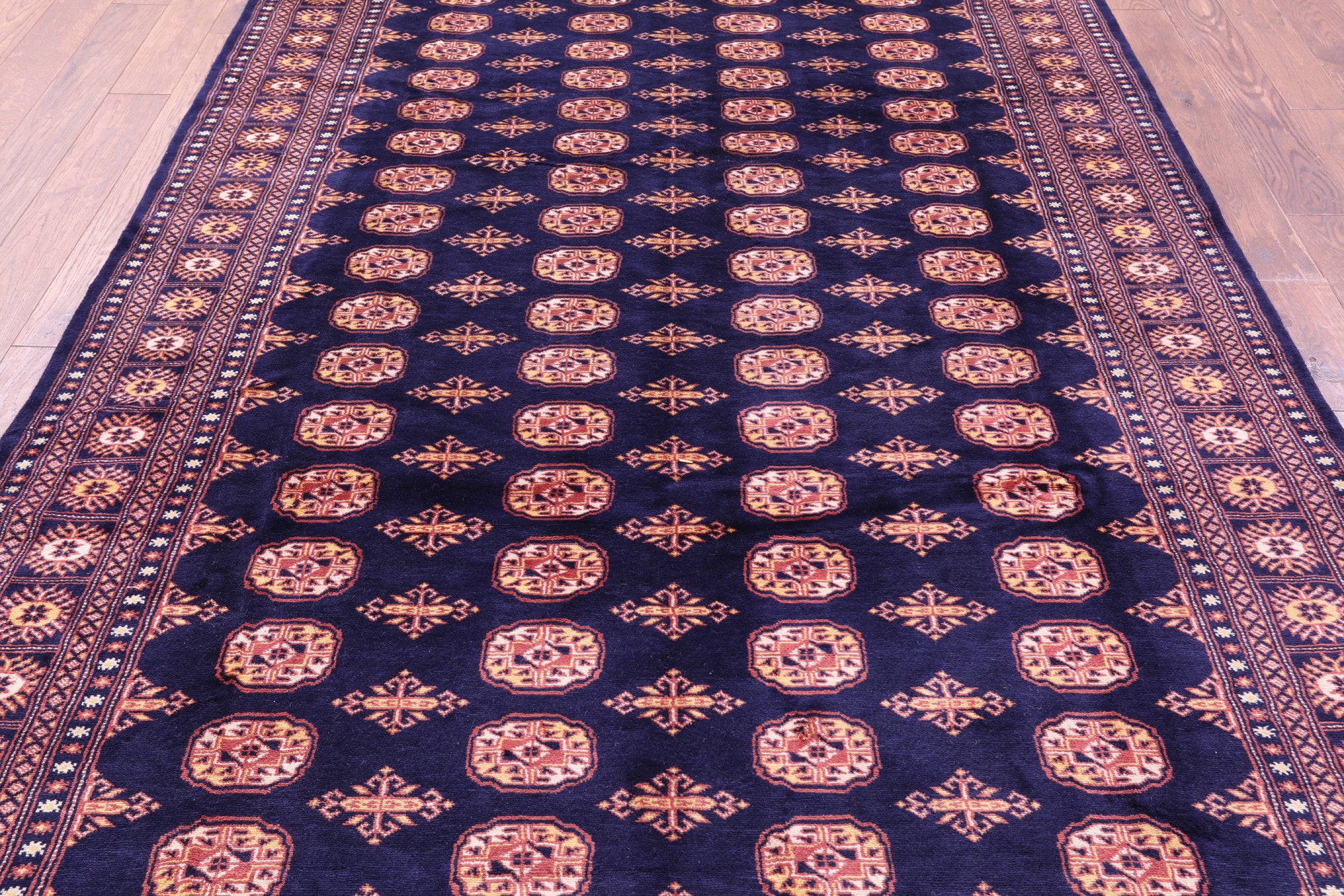 Navy Blue Bokhara Handmade Wool Rug - 6' 6" X 10' 0"