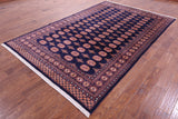 Navy Blue Bokhara Handmade Wool Rug - 6' 6" X 10' 0"