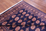 Navy Blue Bokhara Handmade Wool Rug - 6' 6" X 10' 0"