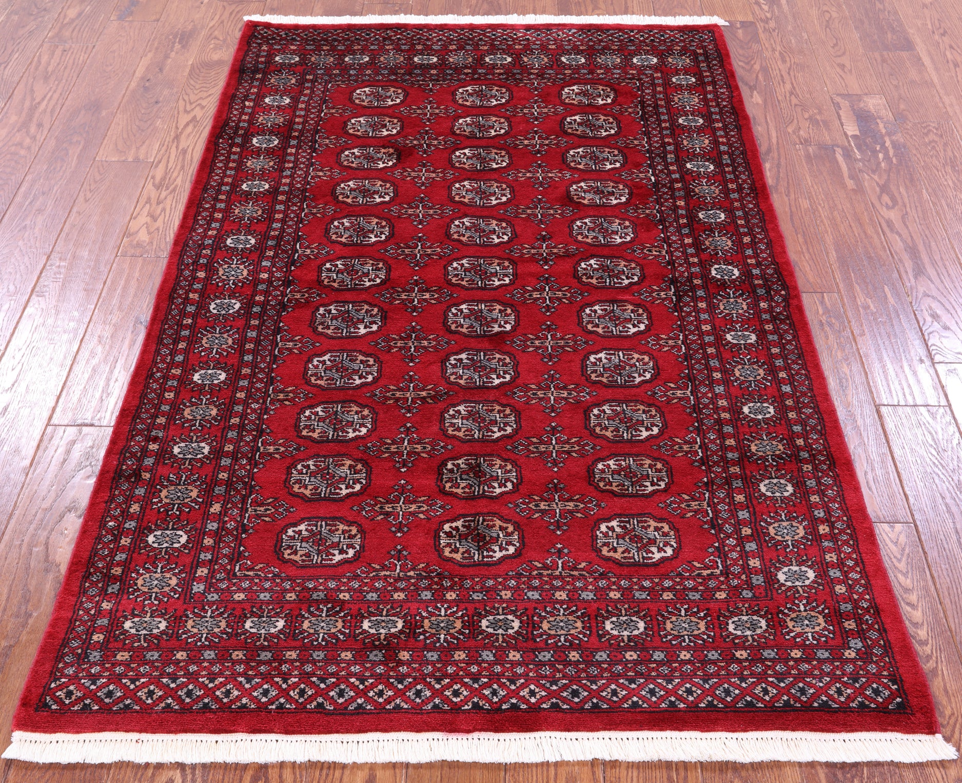 Red Bokhara Handmade Wool Rug - 4' 2" X 6' 0"