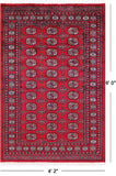 Red Bokhara Handmade Wool Rug - 4' 2" X 6' 0"