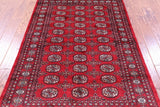 Red Bokhara Handmade Wool Rug - 4' 2" X 6' 0"