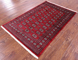 Red Bokhara Handmade Wool Rug - 4' 2" X 6' 0"