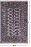 Grey Bokhara Hand-Knotted Wool Rug - 4' 1" X 6' 2"