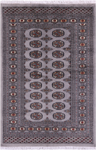 Grey Bokhara Hand-Knotted Wool Rug - 4' 1" X 6' 2"