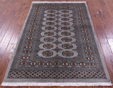 Grey Bokhara Hand-Knotted Wool Rug - 4' 1" X 6' 2"
