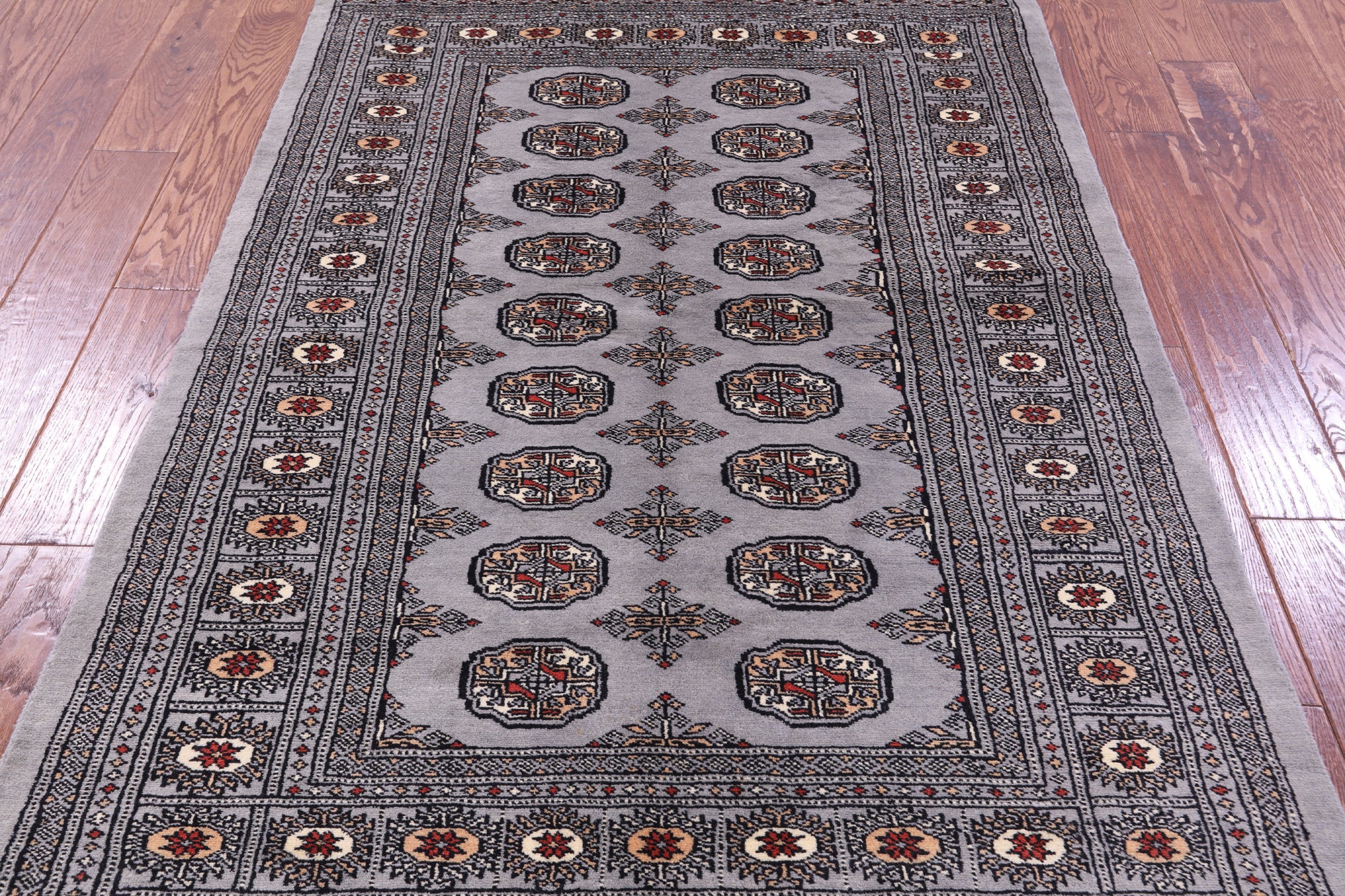 Grey Bokhara Hand-Knotted Wool Rug - 4' 1" X 6' 2"