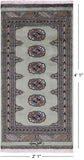 Green Signed Bokhara Hand-Knotted Wool Rug - 2' 1" X 4' 1"