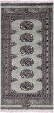 Green Signed Bokhara Hand-Knotted Wool Rug - 2' 1" X 4' 1"