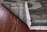 Green Signed Bokhara Hand-Knotted Wool Rug - 2' 1" X 4' 1"