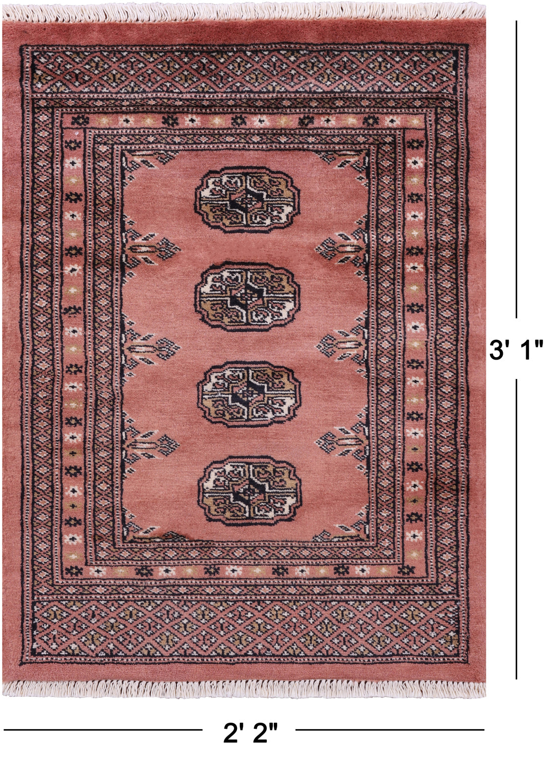 Rust Bokhara Handmade Wool Rug - 2' 2" X 3' 1"