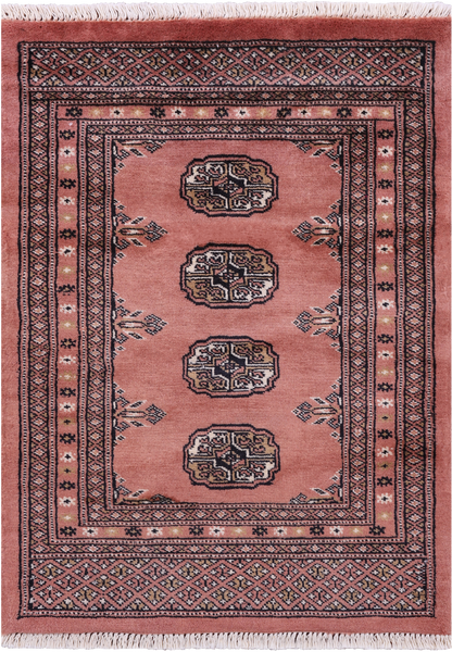 Rust Bokhara Handmade Wool Rug - 2' 2" X 3' 1"
