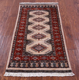 Ivory Bokhara Hand-Knotted Wool Rug - 2' 1" X 4' 0"