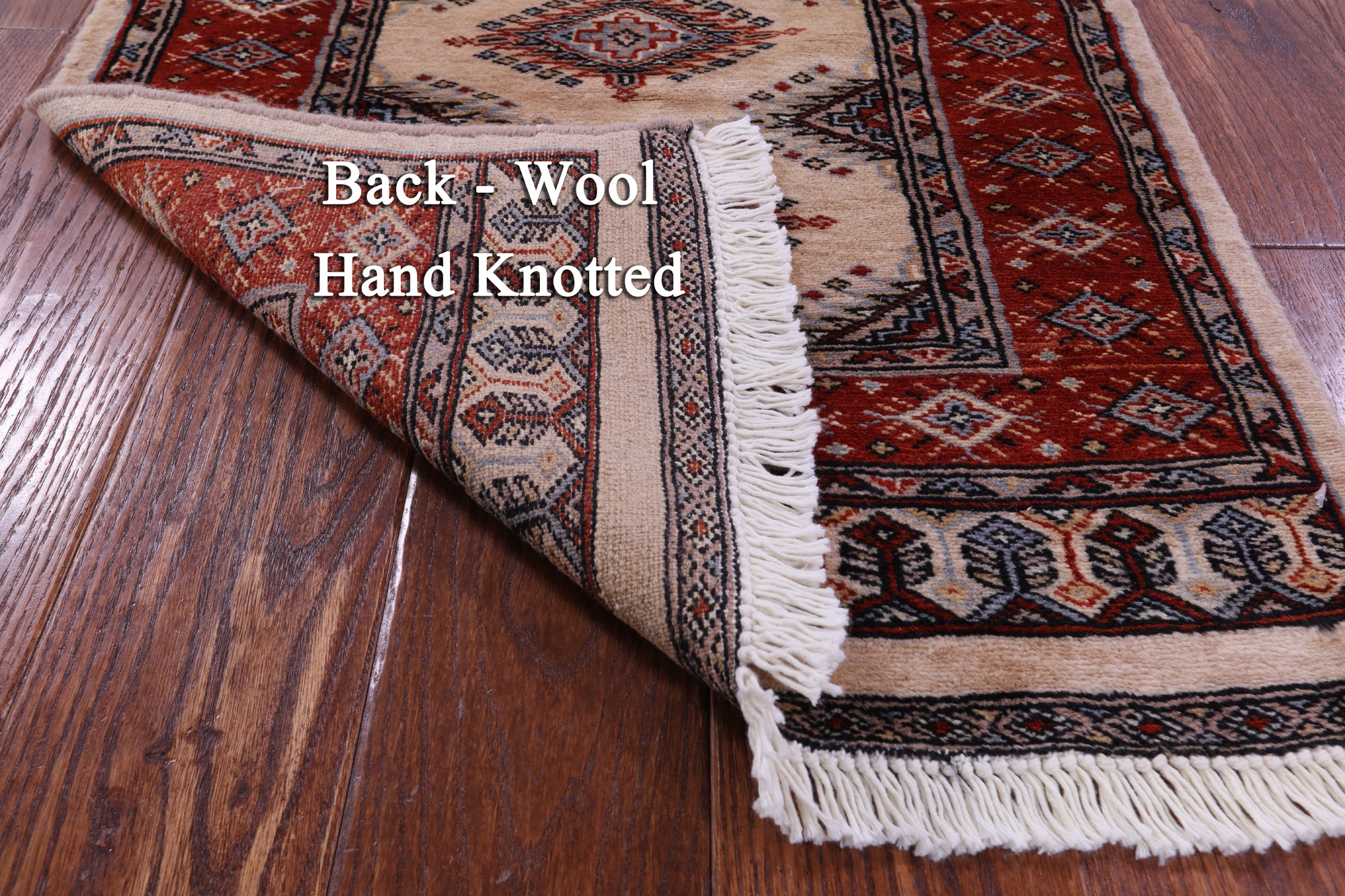 Ivory Bokhara Hand-Knotted Wool Rug - 2' 1" X 4' 0"