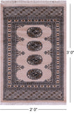 Ivory Bokhara Hand-Knotted Wool Rug - 2' 0" X 3' 0"