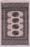 Ivory Bokhara Hand-Knotted Wool Rug - 2' 0" X 3' 0"