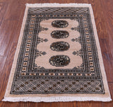 Ivory Bokhara Hand-Knotted Wool Rug - 2' 0" X 3' 0"
