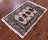 Ivory Bokhara Hand-Knotted Wool Rug - 2' 0" X 3' 0"