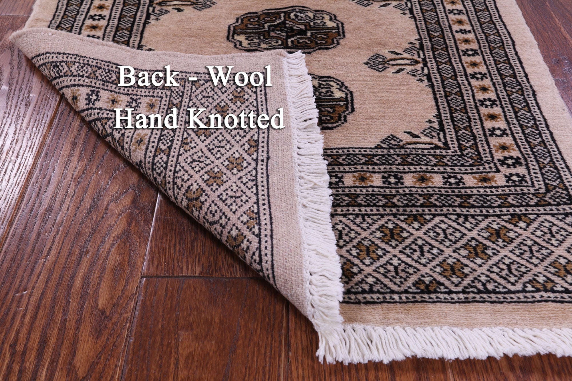 Ivory Bokhara Hand-Knotted Wool Rug - 2' 0" X 3' 0"