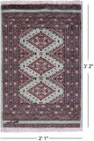 Light Green Signed Bokhara Hand-Knotted Wool Rug - 2' 1" X 3' 2"