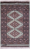 Light Green Signed Bokhara Hand-Knotted Wool Rug - 2' 1" X 3' 2"