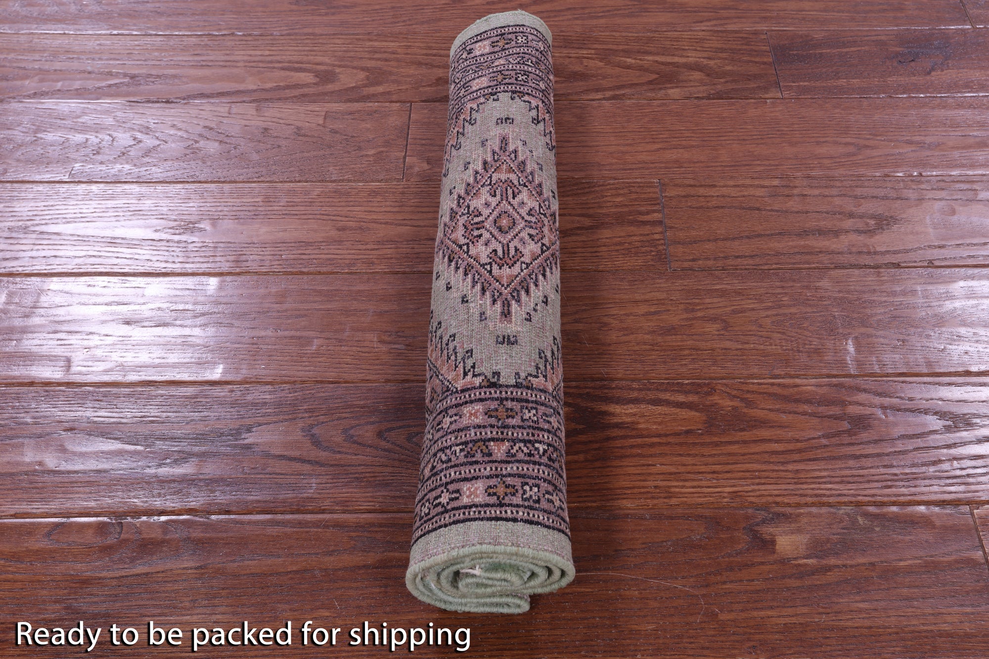 Light Green Signed Bokhara Hand-Knotted Wool Rug - 2' 1" X 3' 2"