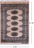 Ivory Signed Bokhara Hand-Knotted Wool Rug - 2' 0" X 2' 10"