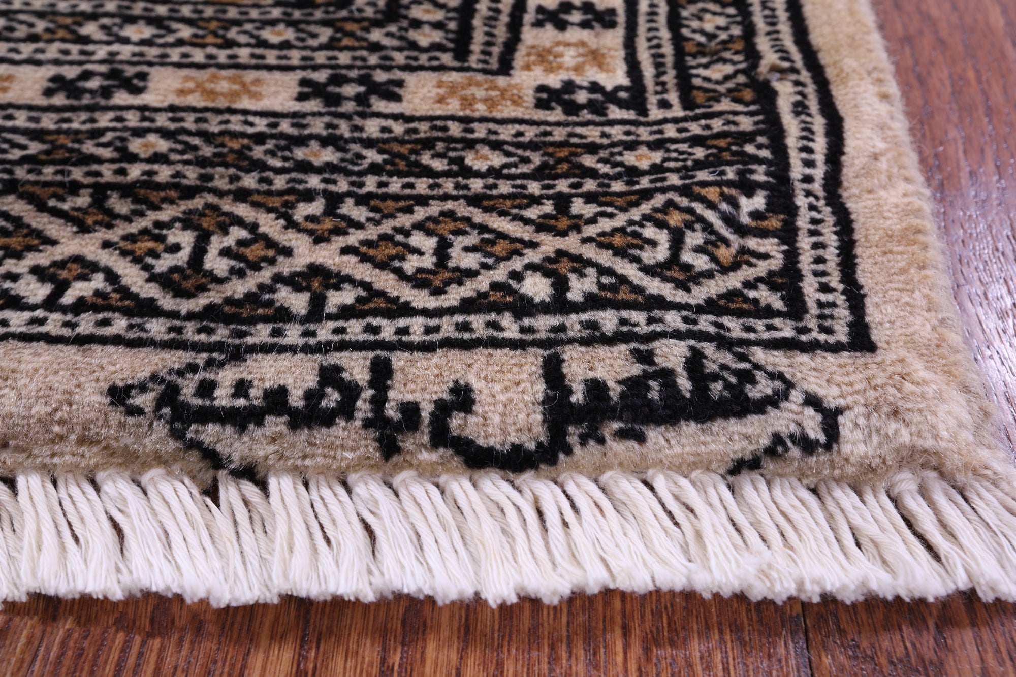 Ivory Signed Bokhara Hand-Knotted Wool Rug - 2' 0" X 2' 10"