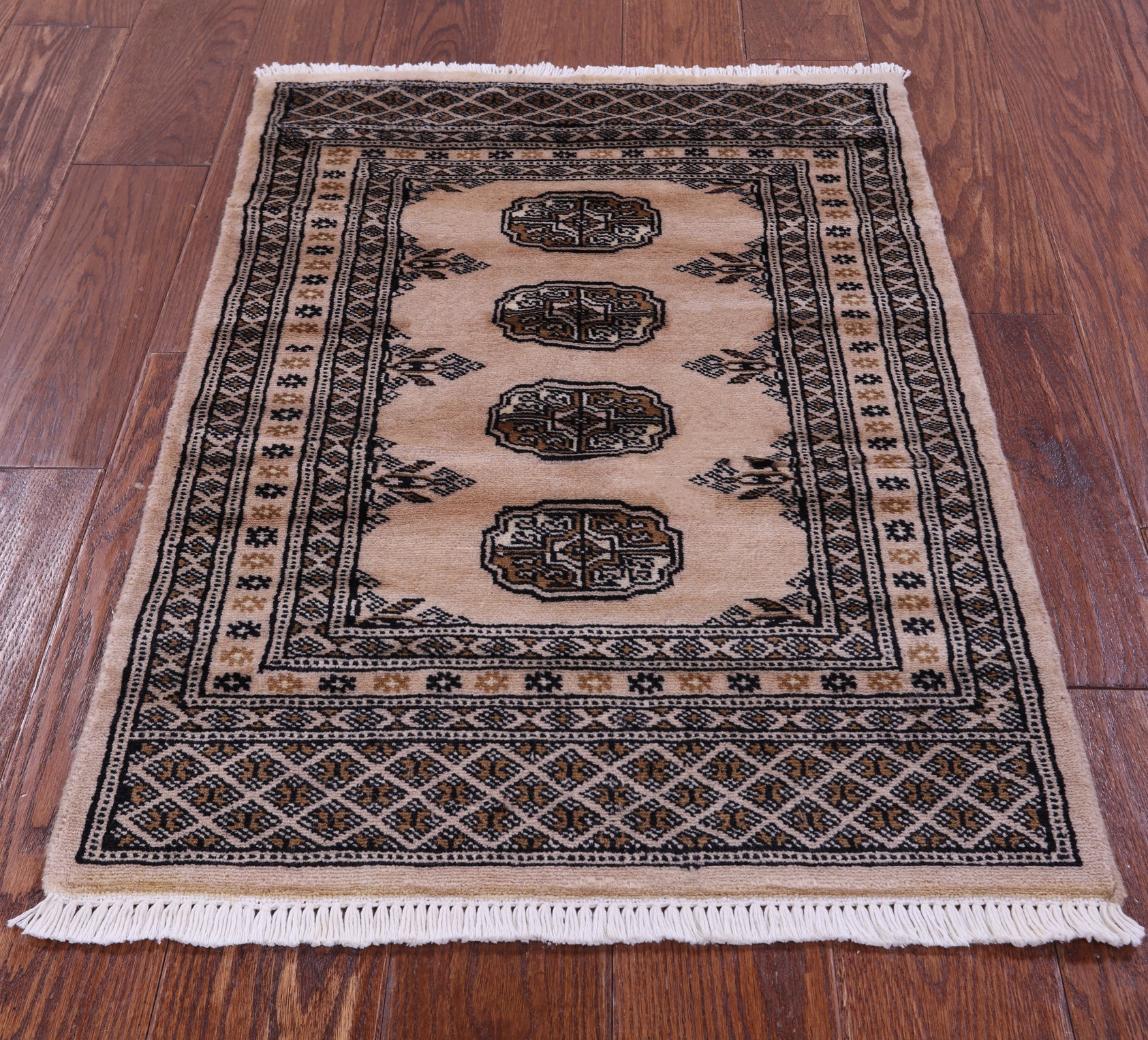 Ivory Bokhara Hand-Knotted Wool Rug - 2' 1" X 3' 0"