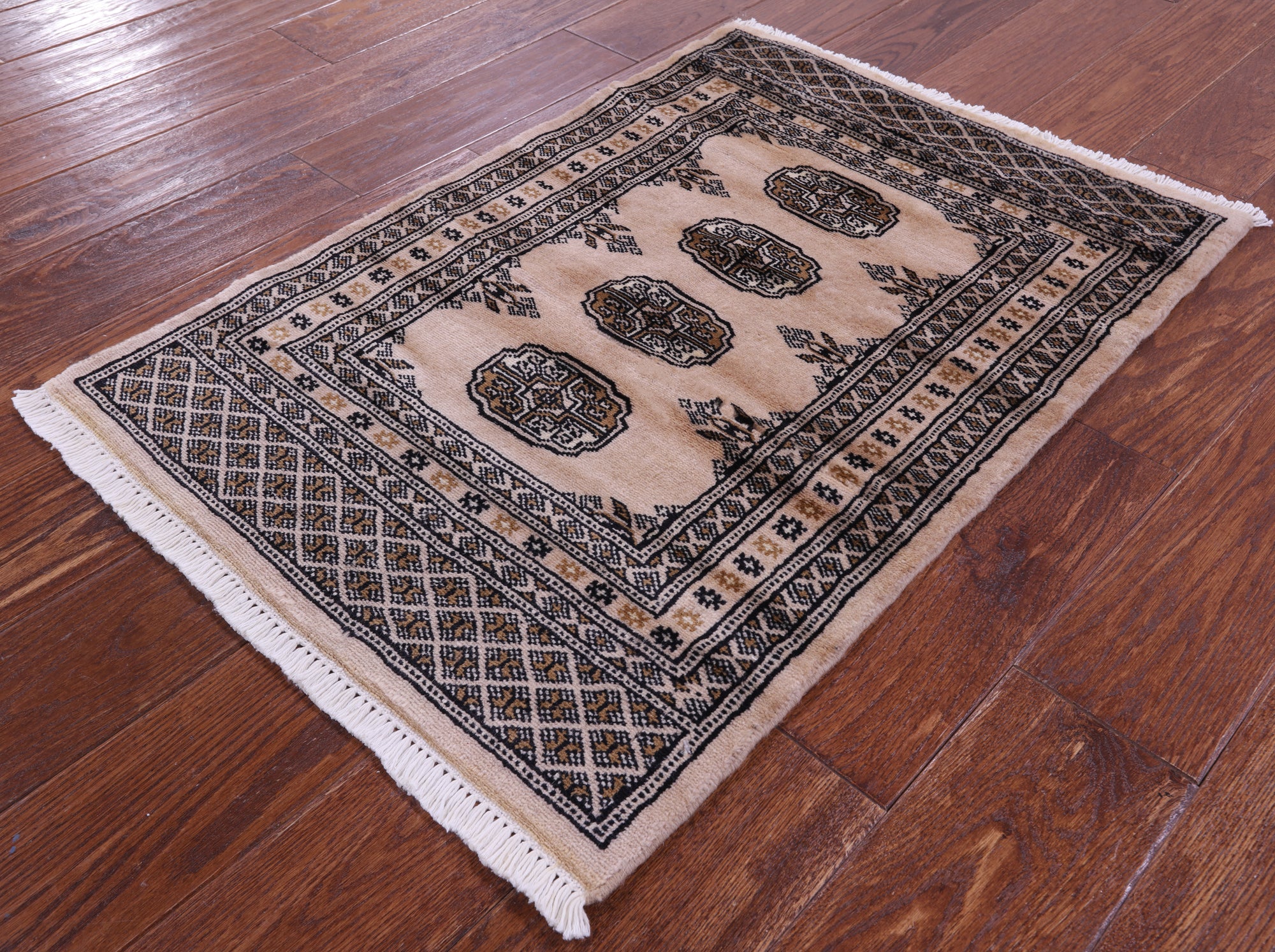 Ivory Bokhara Hand-Knotted Wool Rug - 2' 1" X 3' 0"