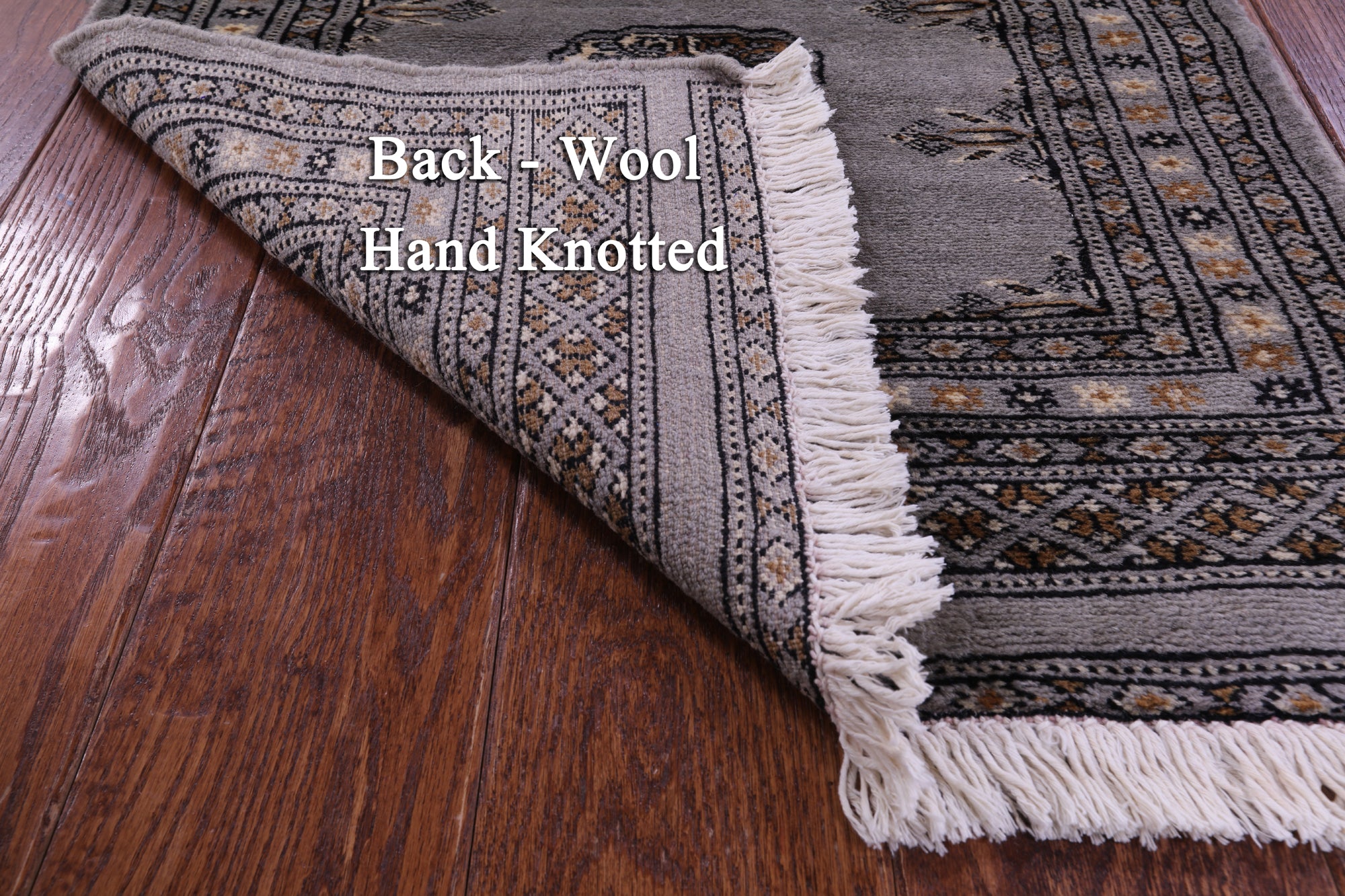 Grey Bokhara Handmade Wool Runner Rug - 2' 1" X 5' 10"
