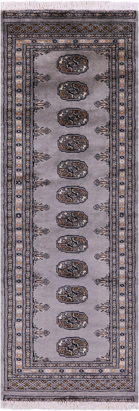 Grey Bokhara Handmade Wool Runner Rug - 2' 1" X 5' 10"