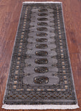 Grey Bokhara Handmade Wool Runner Rug - 2' 1" X 5' 10"